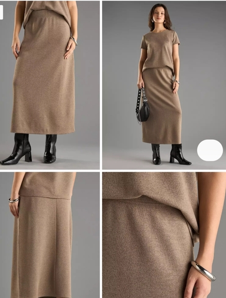 Brown midi pencil skirt set of two pieces for casual work - Picture 13 of 15